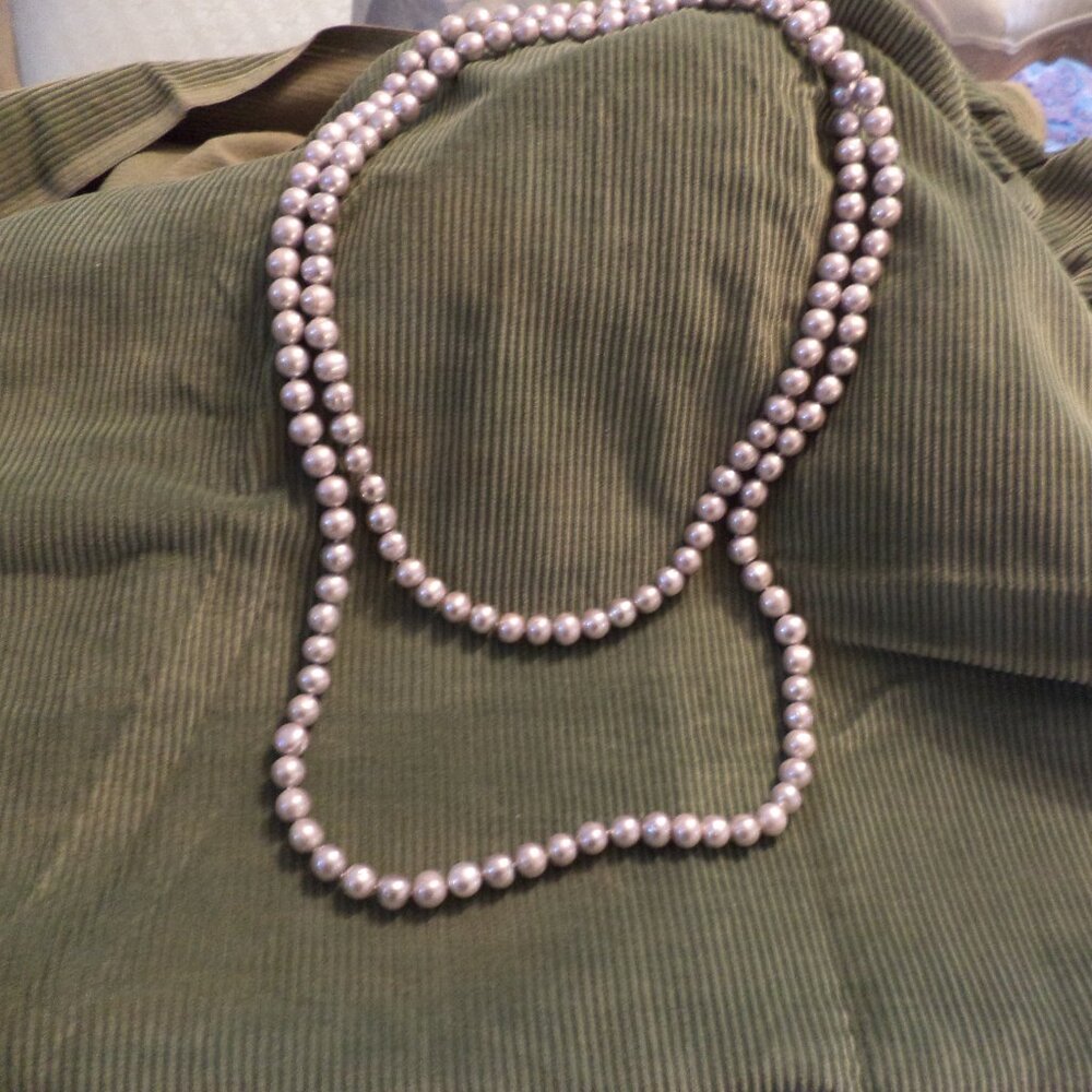 Faux Pearl Necklace - @29” Length - Silvery Grey - Beautiful